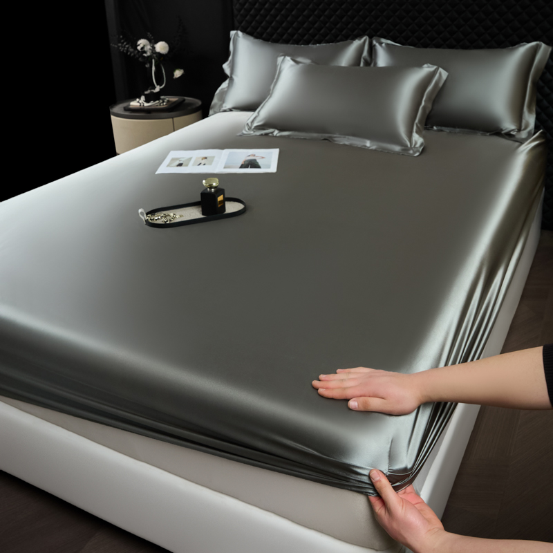 Silk Sheet Set - Jednokolorowe modne satynowe prześcieradło Rayon Pokrowiec
