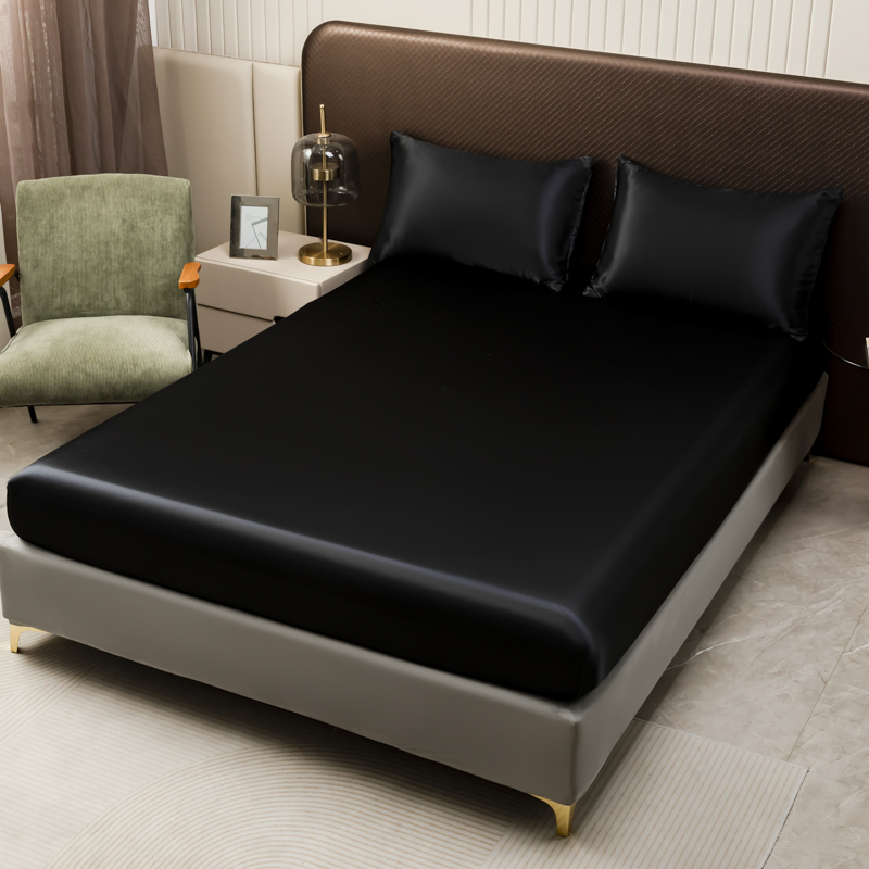 3Pcs Black Satin Fitted Sheet  – Silk Sheet Set recenzja i cena
